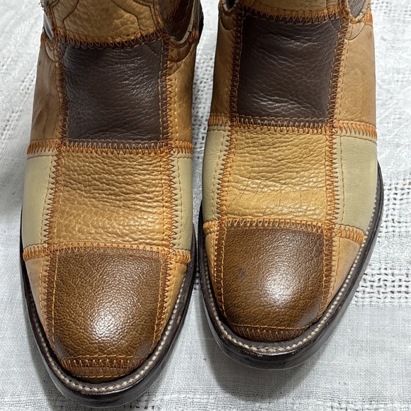 Women's Laramie Custom Made 1960s Vintage Patchwork Cowboy Boots Sz 6 - Picture 3 of 16
